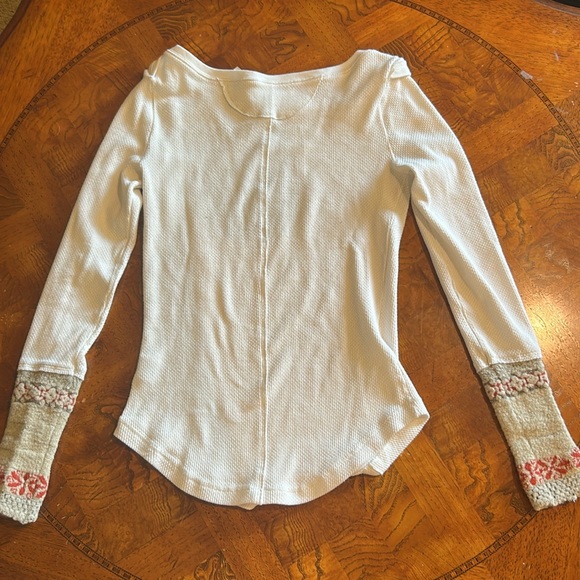 NWOT Free People  Newbie Rosy Cut Thermal/Waffle Shirt - Picture 2 of 5
